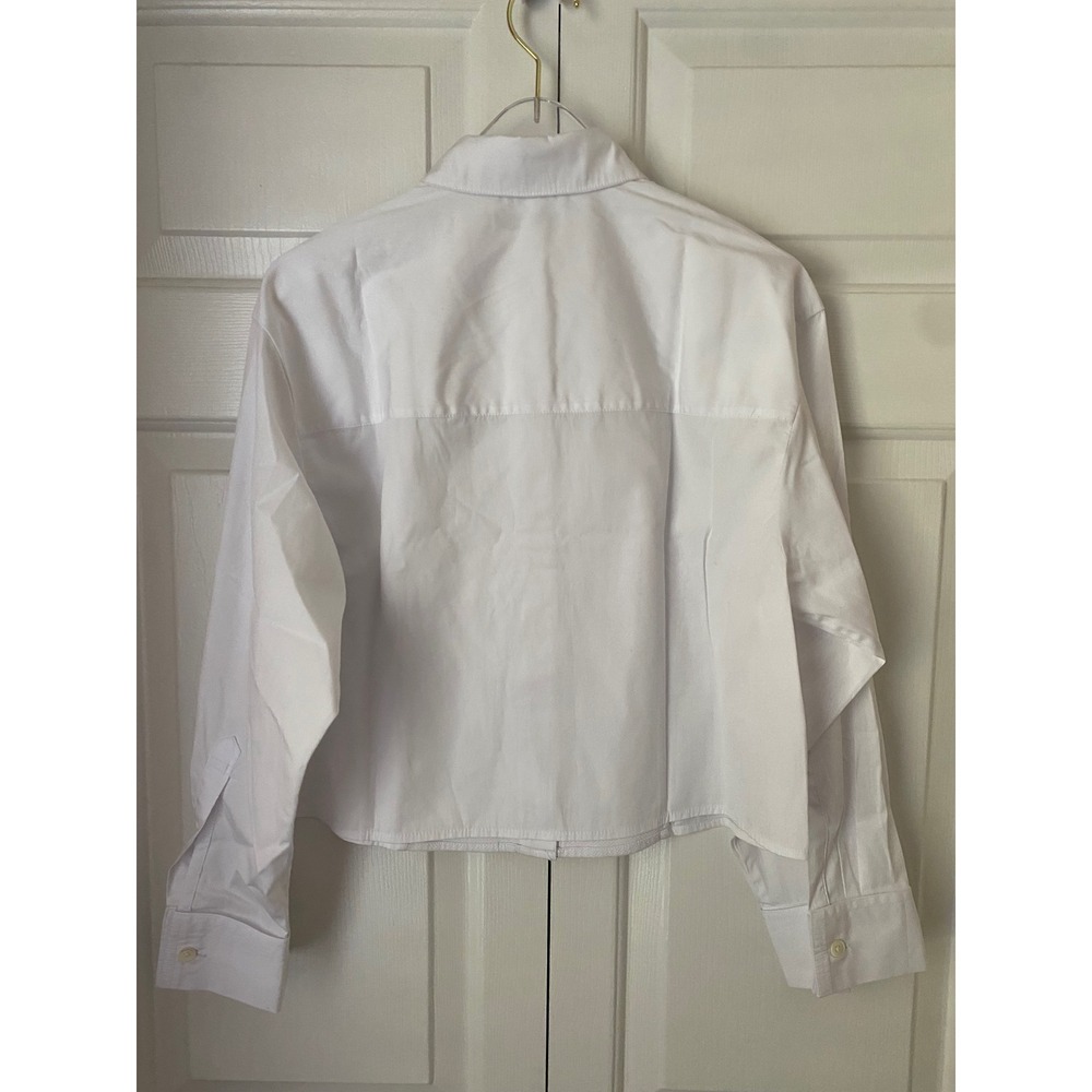 Madewell Straight-Hem Tuxedo Shirt Women XXS White Pique Bib Cotton Poplin Boxy - Picture 5 of 8